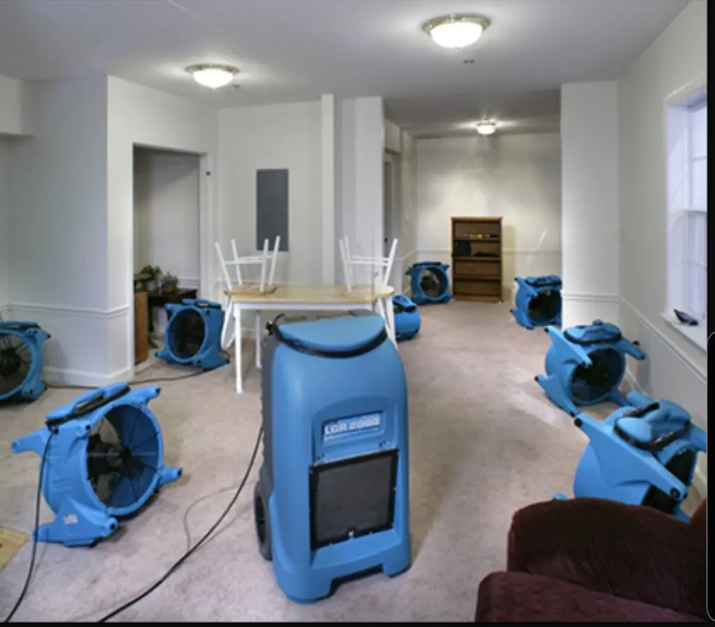Air movers and dehumidifier setup for Water Damage Restoration in Knoxville
